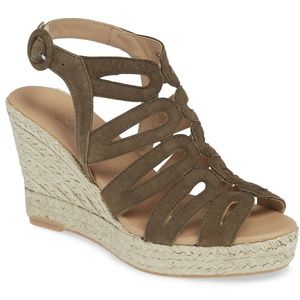 CORDANI Ezra Espadrille Olive Suede Wedge Platform Sandal Designer Heeled Pumps